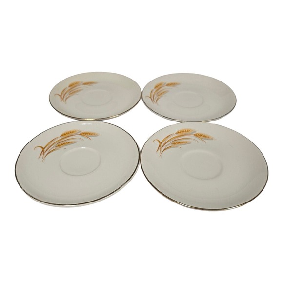 Vintage Golden Wheat 6" Ceramic Saucer Set of 4 - Picture 2 of 12
